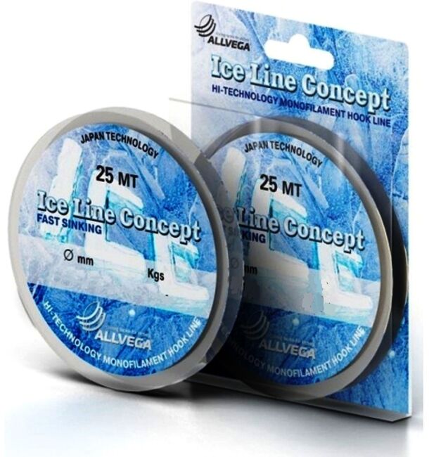 Леска монофильная ALLVEGA Ice Line Concept 25м 0,25мм (7,95кг) прозрачная
